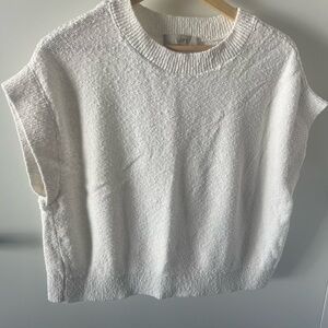 LOFT Women's Cream Textured Sleeveless Sweatshirt